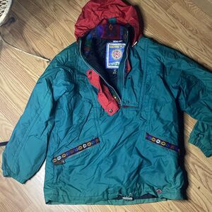 Obermeyer Ski Jacket Juniors Size XL Insulated Green Red Flowers 90s Vintage